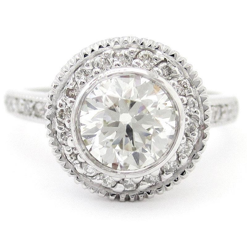 Real Diamond Halo Engagement Ring 2.75 Carats White Gold 14K