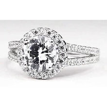 Diamond Halo Engagement Ring 3.50 Carats White Gold 14K