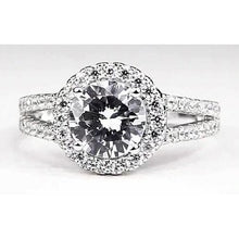 Natural Earth Mined Diamond Halo Engagement Ring 3.50 Carats White Gold 14K