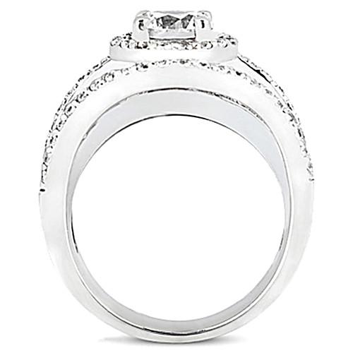 Real Diamond Halo Ring Engagement Ring White Gold 2.85 Carats