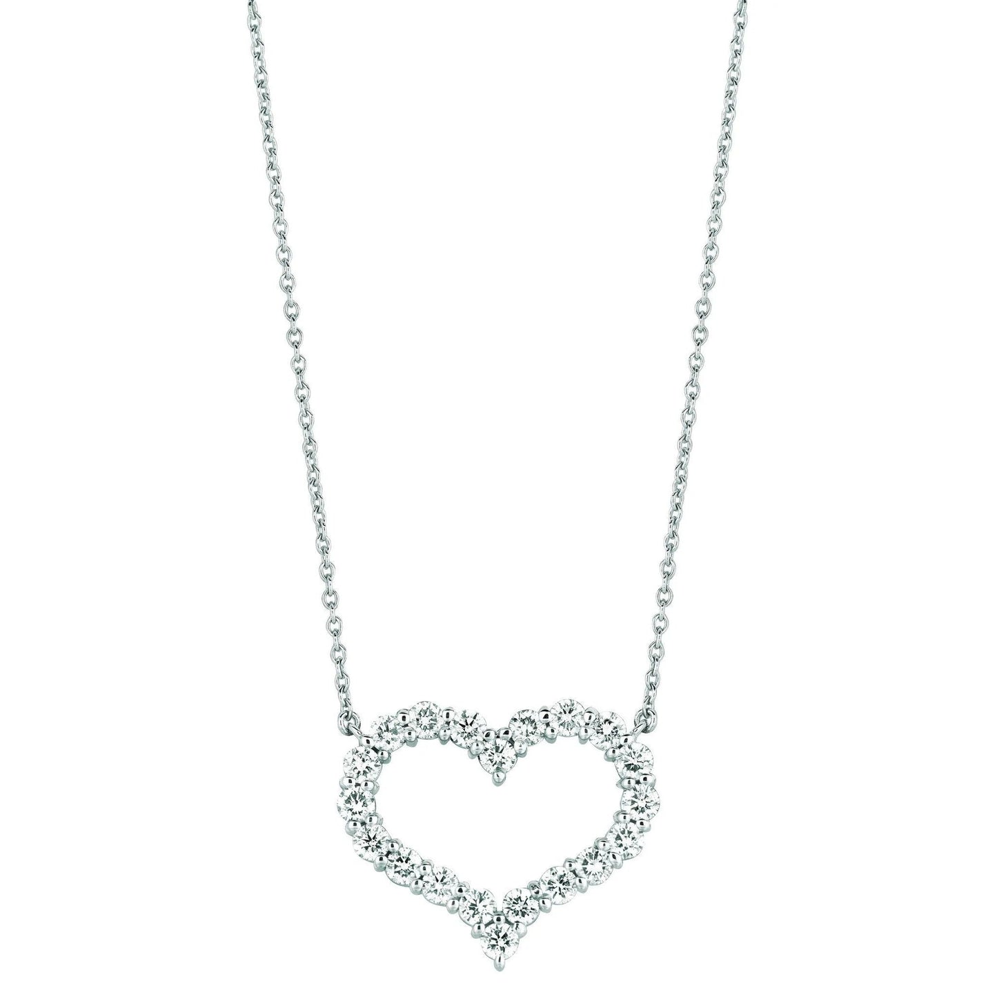 Real Diamond Heart Necklace Pendant 3.08 Carats 14K White Gold