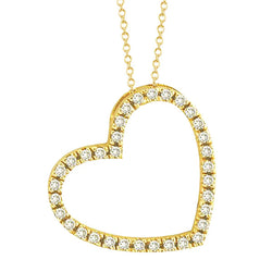 Real Diamond Heart Pendant Necklace 2 Carats Yellow Gold 14K