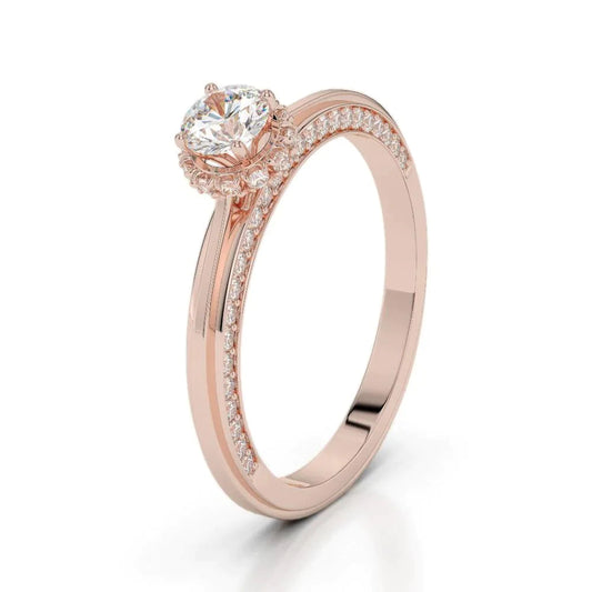 Real Diamond Hidden Halo Engagement Ring New Rose Gold 14K