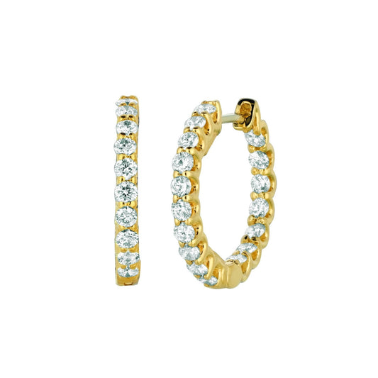 Real Diamond Hoop Earrings 1.36 Carats 14K Yellow