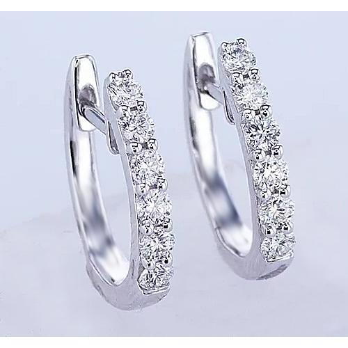 Real Diamond Hoop Earrings 2.40 Carats White Gold Women 0.75 Inches 3