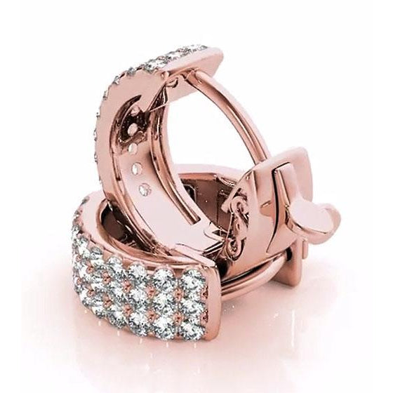 Real Diamond Hoop Earrings Rose Gold 2.40 Carats