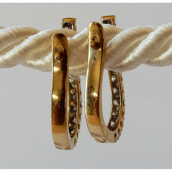 Real Diamond Hoop Earrings Round 0.5 Carats G/H Si Two Tone Finish