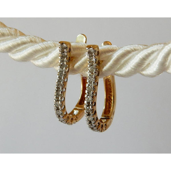 Real Diamond Hoop Earrings Round 0.5 Carats G/H Si Two Tone Finish