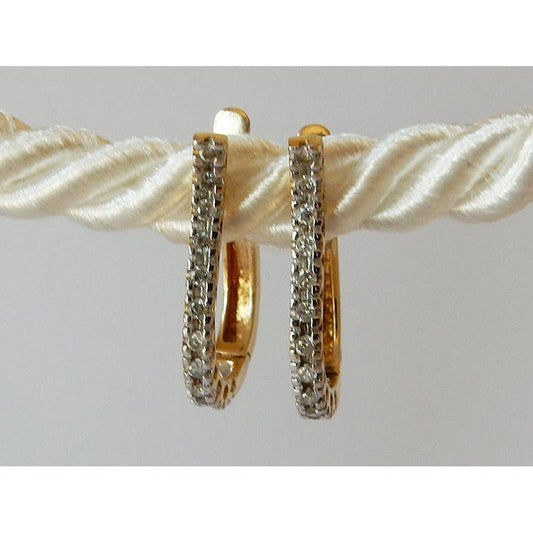 Real Diamond Hoop Earrings Round 0.5 Carats G/H Si Two Tone Finish