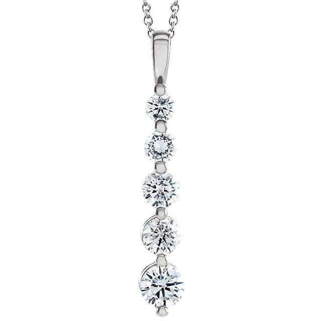 Real Diamond Journey Pendant 4.10 Carats Ladies Jewelry White Gold 14K