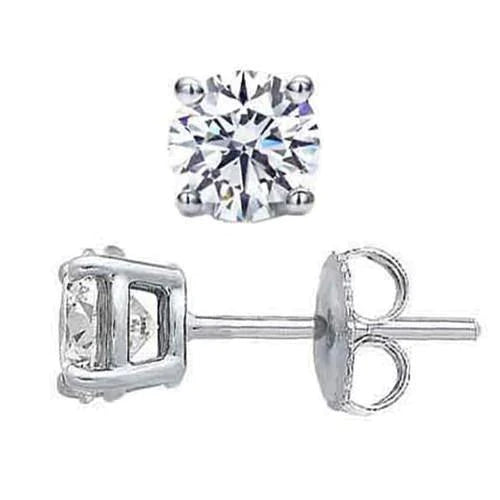 Real Diamond Ladies Studs Earrings 1.50 Carats 14K White Gold