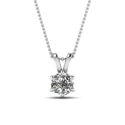 Real Diamond Necklace Pendant 1.50 Carats White Gold 14K Claw Prong Set New