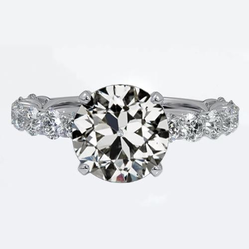 Real Diamond Old Cut Anniversary Ring With Accents 4 Prong Set 5 Carats