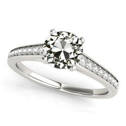 Real Diamond Old Cut Engagement Ring 4 Prong Set 4 Carats Gold