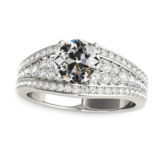 Natural Earth Mined Diamond Old Mine Cut Fancy Ring Gold Prong Pave Set 3.25 Carats