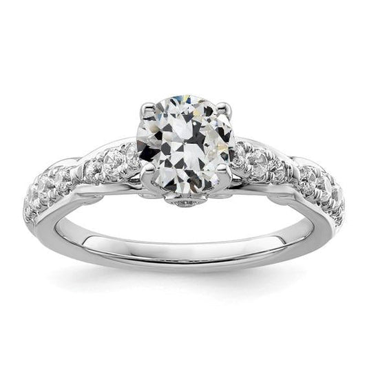 Real Diamond Old Mine Cut Women's Wedding Ring 3 Carats Prong Set