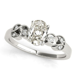 Real Diamond Oval Old Mine Cut Wedding Ring Milgrain Shank 3.50 Carats