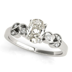 Natural Earth Mined Diamond Oval Old Mine Cut Wedding Ring Milgrain Shank 3.50 Carats