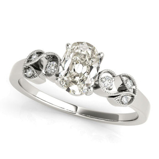 Real Diamond Oval Old Mine Cut Wedding Ring Milgrain Shank 3.50 Carats