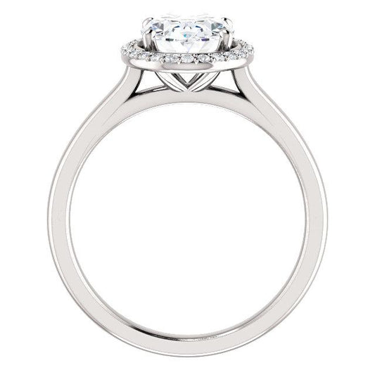 Real Diamond Oval Ring 2.50 Carats Halo White Gold 14K2