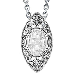 Natural Diamond Pendant Jewelry Oval Old Mine Cut Bezel Set Filigree 4 Carats