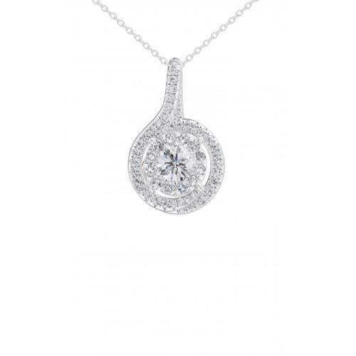 Real Diamond Pendant Necklace 1.87 Carats White Gold 14K New Prong Set