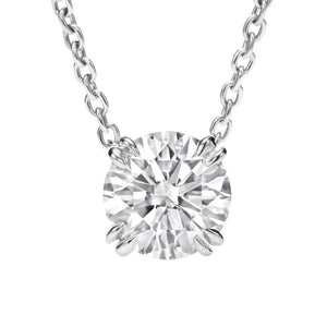 Real Diamond Pendant Necklace Double Claw Prong Setting 2 Carat WG 14K