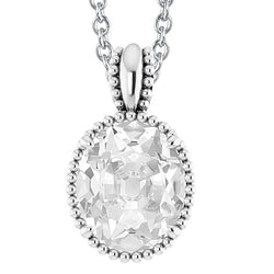 Real Diamond Pendant Necklace Oval Old Mine Cut 5 Carats Ladies Jewelry 14K