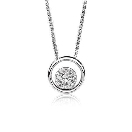 Real Diamond Pendant Necklace Round Cut 1.50 Carats White Gold 14K