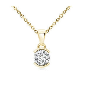 Real Diamond Pendant Necklace With Chain 1 Carat Half Bezel Yellow Gold