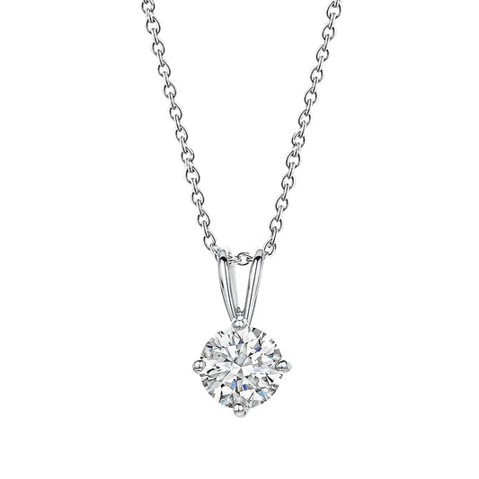 Real Diamond Pendant Necklace With Chain 2.50 Ct Sparkling White Gold 14K