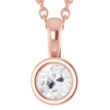 Real Diamond Pendant Rose Gold Bezel Old Cut 2.50 Carats Slide Chain