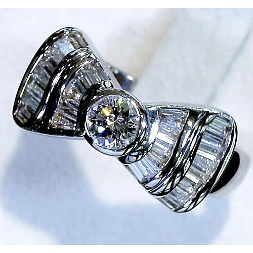 Real Diamond Ring 2.50 Carats Bow Tie F Vs1 Vvs1 White Gold 14K Jewelry