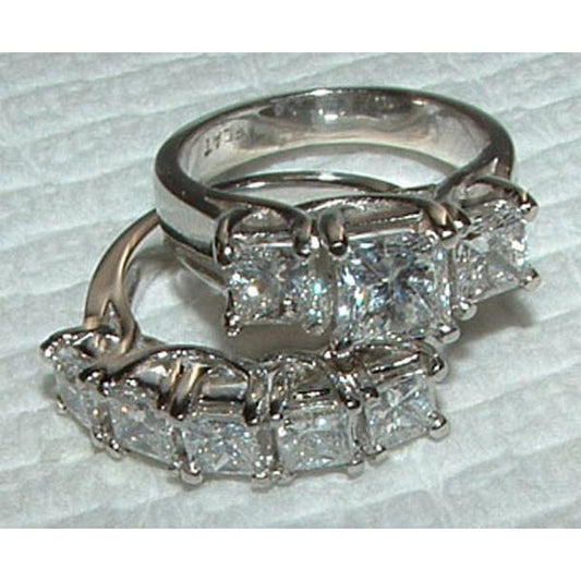 Real Diamond Ring Engagement Band Set New 4.51 Carats White Gold 14K