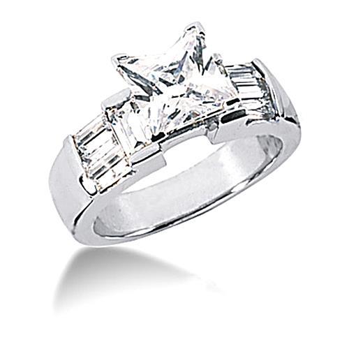 Real Diamond Ring White Gold Band Engagement 