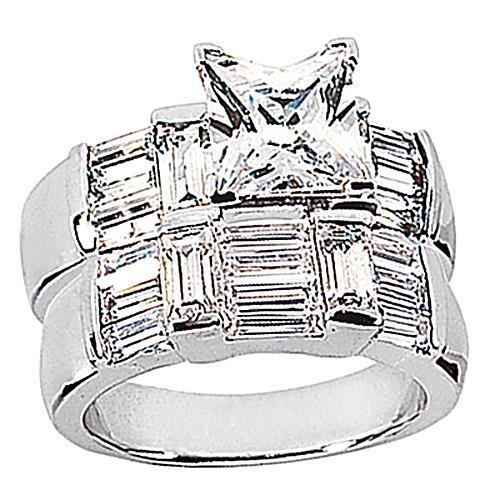 Real Diamond Ring White Gold Band Engagement Set 6 Carats