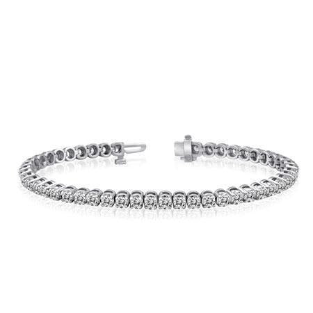 Real Diamond Round Cut Bracelet White Gold 14K 5 Carats