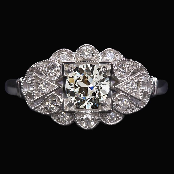 Real Diamond Round Old Cut Wedding Ring Antique Style 6.25 Carats Milgrain