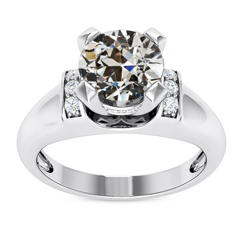 Natural Earth Mined Diamond Round Old Mine Cut Fancy Ring Wide Band 4.75 Carats Jewellery