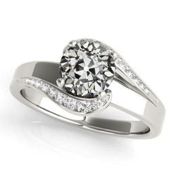 Real Natural Earth Mined Diamond Round Old Mine Cut Wedding Ring Twisted Shank 3.50 Carats
