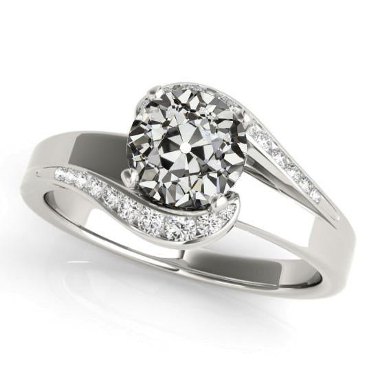 Real Natural Earth Mined Diamond Round Old Mine Cut Wedding Ring Twisted Shank 3.50 Carats