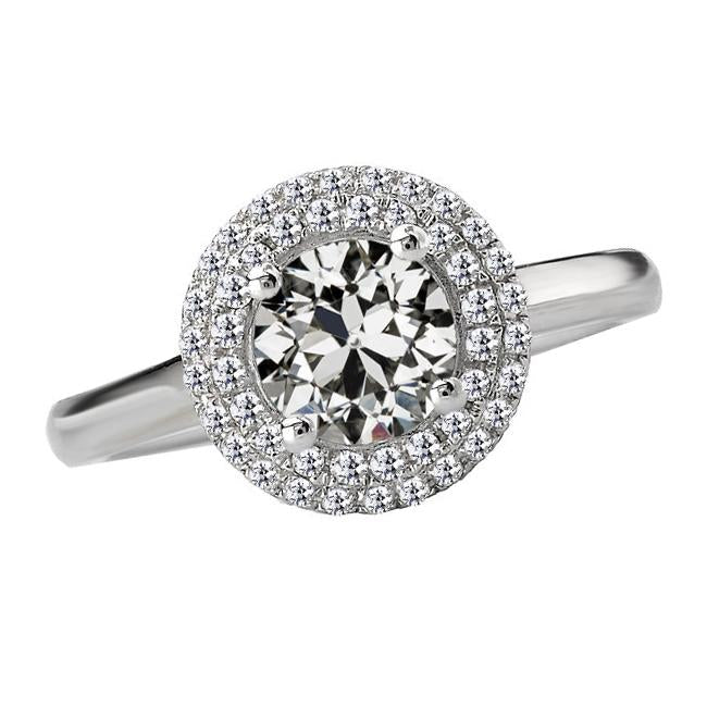 Real Natural Earth Mined Diamond Round Old Miner Double Halo Anniversary Ring 14K Gold 5 Carats