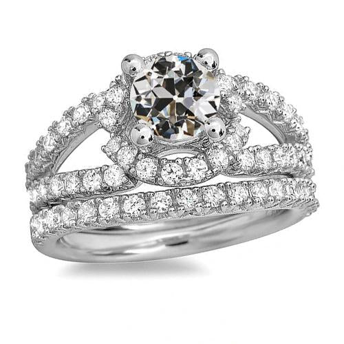 Real Diamond Round Old Miner Engagement Ring Set Split Shank 5.50 Carats