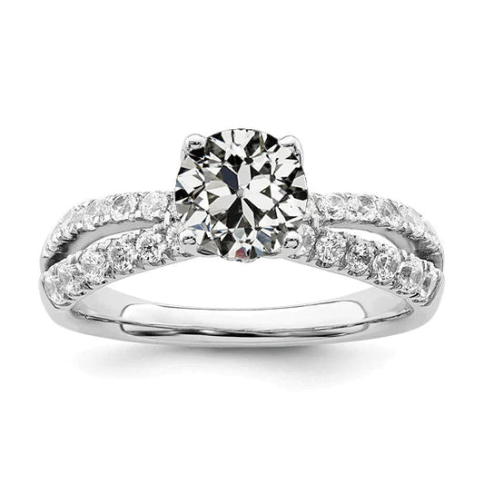 Real Diamond Round Old Miner Engagement Ring Split Shank 3 Carats
