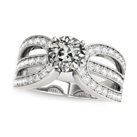 Real Natural Earth Mined Diamond Round Old Miner Lady's Ring 4.50 Carats Split Shank