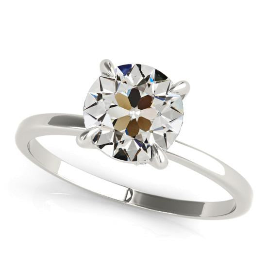 Real Diamond Round Old Miner Solitaire Ring Prong Set 2.50 Carats