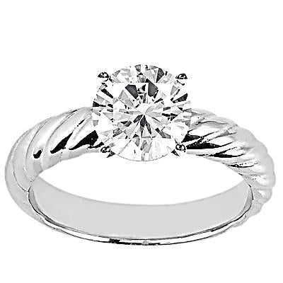 Real Diamond Solitaire Engagement Band Set 1.25 Carats White Gold