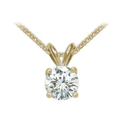 Real Diamond Solitaire Pendant With Chain 1.51 Ct. Yellow Gold Necklace