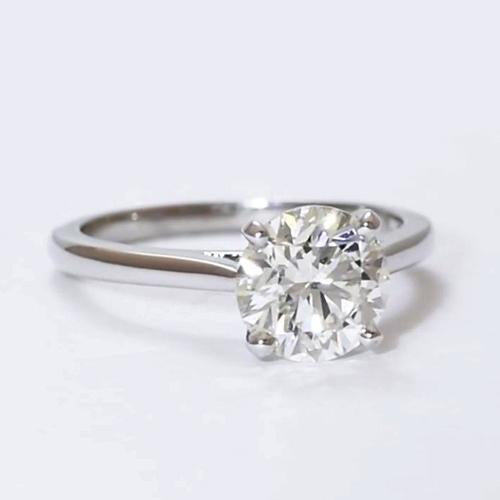 Real Diamond Solitaire Ring 2 Carats Class Round Cut White Gold 