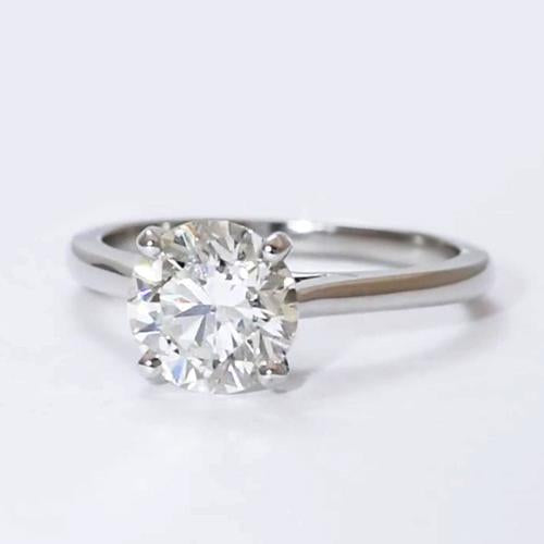 Real Diamond Solitaire Ring Class Round Cut White Gold 14K Jewelry
